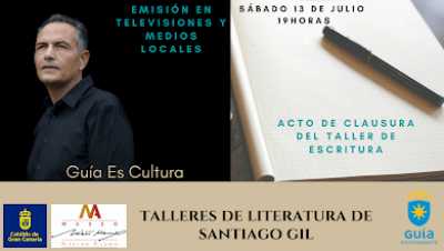 Las televisiones y medios locales emiten este sábado la clausura del taller de escritura  de Santiago Gil celebrada en el Hespérides