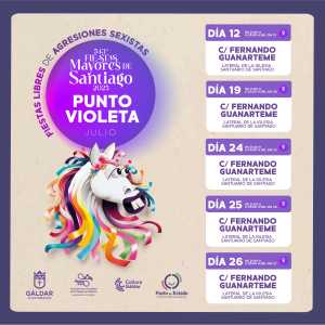 Las Fiestas Mayores de Santiago 2025 contarán nuevamente con Puntos Violeta para la prevención y sensibilización contra agresiones sexistas